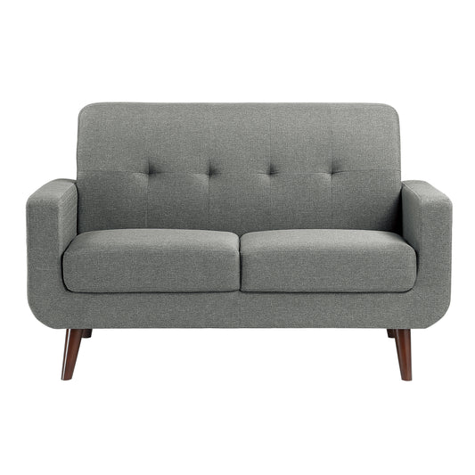 Homelegance Fitch Loveseat in Gray Textured Fabric with Tufted Detail 9433GY-2