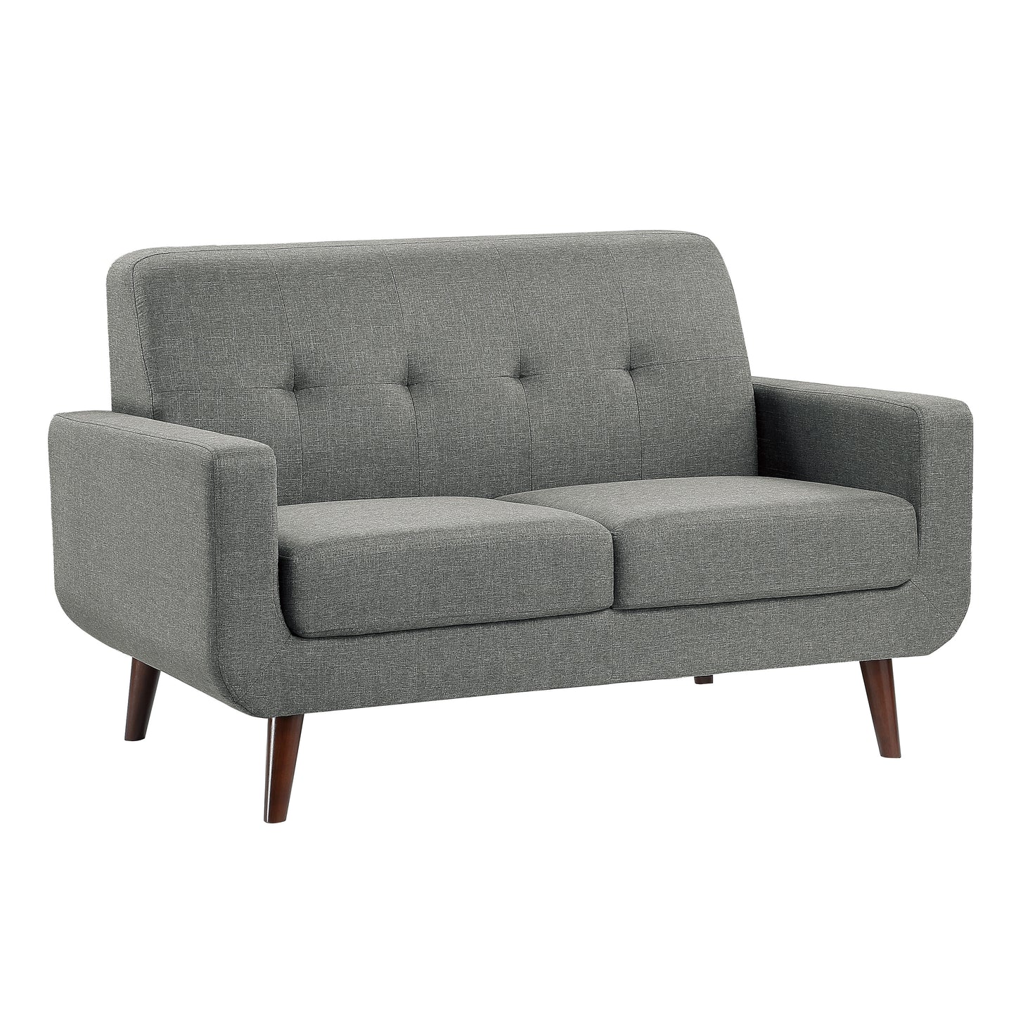 Homelegance Fitch Loveseat in Gray Textured Fabric with Tufted Detail 9433GY-2