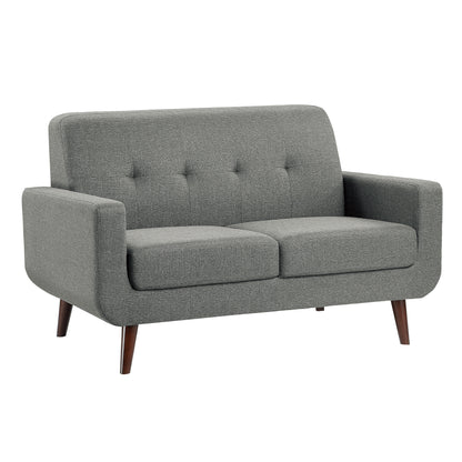 Homelegance Fitch Loveseat in Gray Textured Fabric with Tufted Detail 9433GY-2