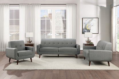 Homelegance Fitch Loveseat in Gray Textured Fabric with Tufted Detail 9433GY-2