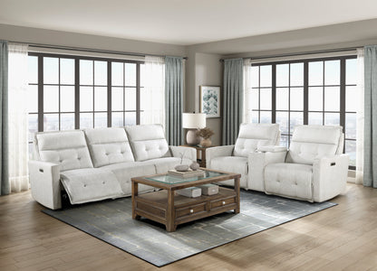 Homelegance Salida Sectional Sofa in Soft Hemp White Textured Fabric 9444HMP-3PWH