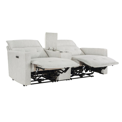 Homelegance Salida Loveseat Power Reclining with Center Console in White 9444HMP-2CNPWH