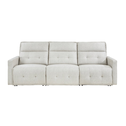 Homelegance Salida Power Reclining Sofa in Textured White 9444HMP-3PWH