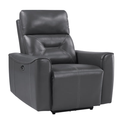 Homelegance Burwell Reclining Chair Power Recliner Dark Gray 9446GY-1PW