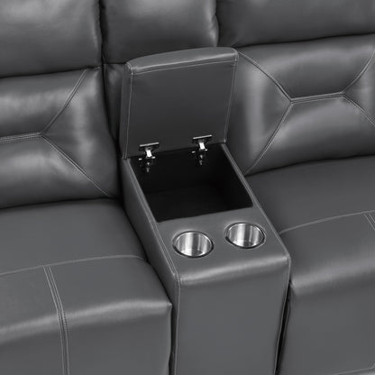 Homelegance Burwell Loveseat Power Reclining Dark Gray 9446GY-2PW