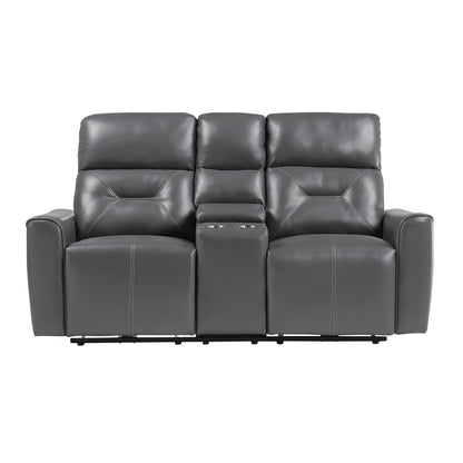 Homelegance Burwell Loveseat Power Reclining Dark Gray 9446GY-2PW