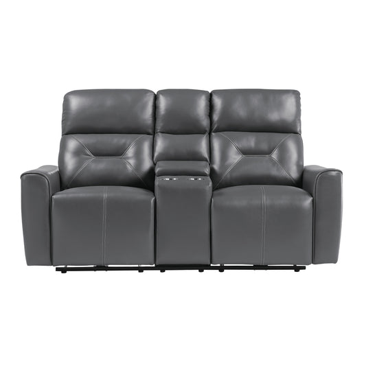 Homelegance Burwell Loveseat Power Reclining Dark Gray 9446GY-2PW