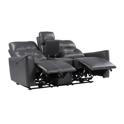 Homelegance Burwell Loveseat Power Reclining Dark Gray 9446GY-2PW