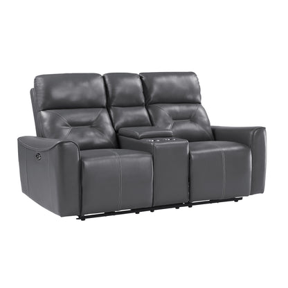 Homelegance Burwell Loveseat Power Reclining Dark Gray 9446GY-2PW