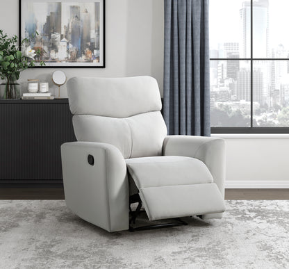 Homelegance Velvet Reclining Chair in Gray with Tab Pull Motion 9450GY-1