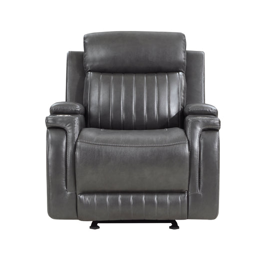 Homelegance Broomfield Glider Recliner Dark Gray Faux Leather 9456DG-1