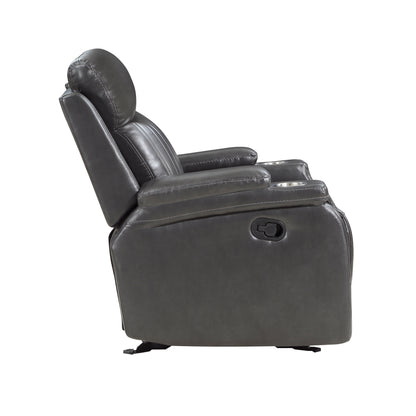 Homelegance Broomfield Glider Recliner Dark Gray Faux Leather 9456DG-1