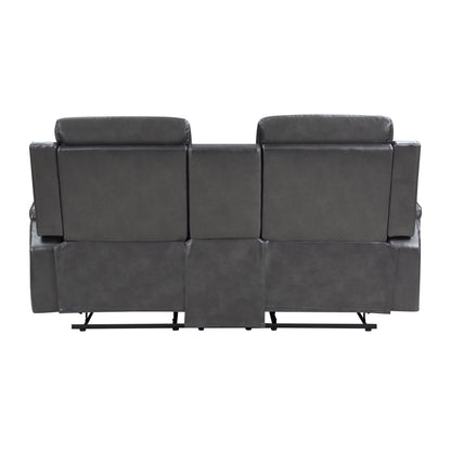 Homelegance Broomfield Loveseat Dark Gray Faux Leather Reclining 9456DG-2