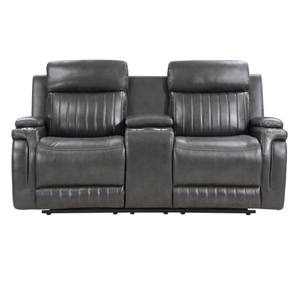 Homelegance Broomfield Loveseat Dark Gray Faux Leather Reclining 9456DG-2