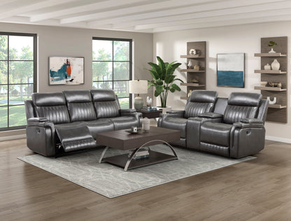 Homelegance Broomfield Loveseat Dark Gray Faux Leather Reclining 9456DG-2
