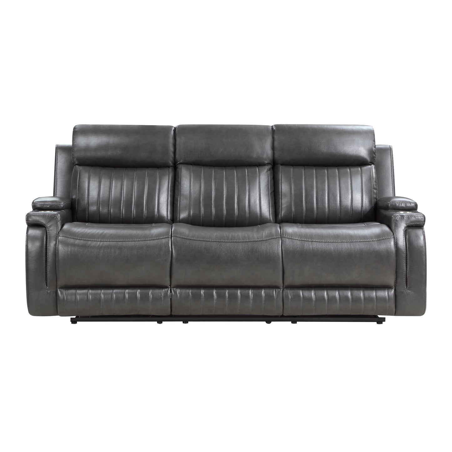 Homelegance Broomfield Gray Faux Leather Dual Reclining Sofa 9456DG-3