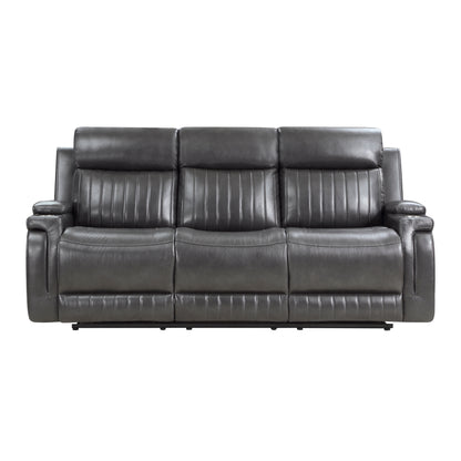 Homelegance Broomfield Gray Faux Leather Dual Reclining Sofa 9456DG-3