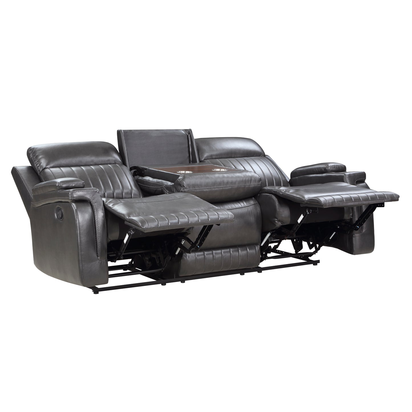 Homelegance Broomfield Gray Faux Leather Dual Reclining Sofa 9456DG-3