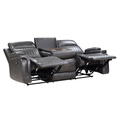 Homelegance Broomfield Gray Faux Leather Dual Reclining Sofa 9456DG-3