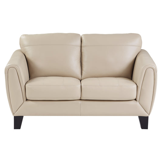 Homelegance Spivey Loveseat in Beige with Exposed Wood Feet 9460BE-2