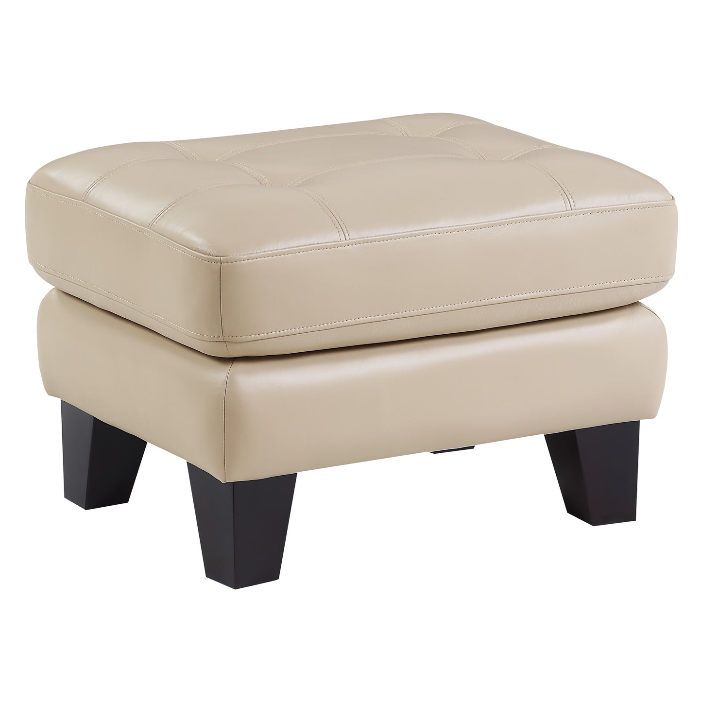 Homelegance Spivey Ottoman Bench in Beige with Tufted Top and Burgundy Legs 9460BE-4