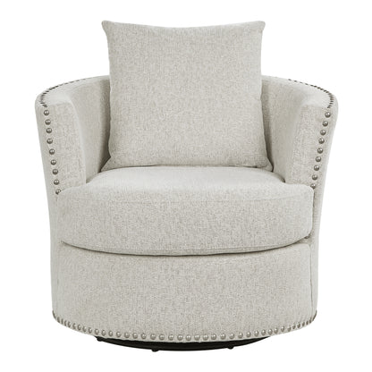 Homelegance Morelia Swivel Chair in Beige Chenille with Nailhead Trim 9468BE-1