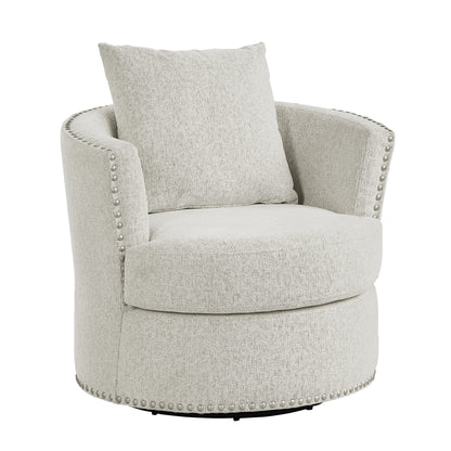 Homelegance Morelia Swivel Chair in Beige Chenille with Nailhead Trim 9468BE-1