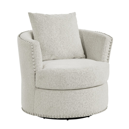 Homelegance Morelia Swivel Chair in Beige Chenille with Nailhead Trim 9468BE-1