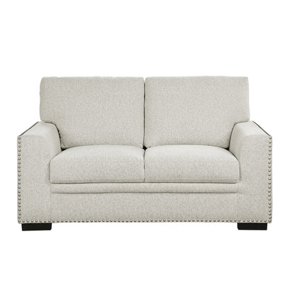 Homelegance Morelia Loveseat in Beige Chenille with Nailhead Trim 9468BE-2