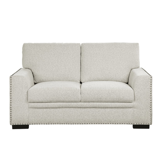 Homelegance Morelia Loveseat in Beige Chenille with Nailhead Trim 9468BE-2