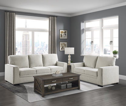 Homelegance Morelia Loveseat in Beige Chenille with Nailhead Trim 9468BE-2