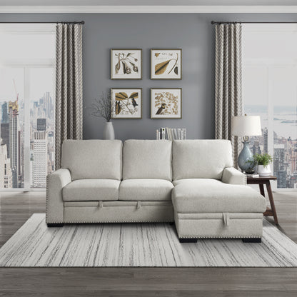 Homelegance Morelia Beige Chenille Sectional Sofa with Pull-Out Bed and Storage 9468BE-2RC2L