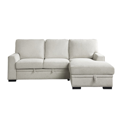 Homelegance Morelia Beige Chenille Sectional Sofa with Pull-Out Bed and Storage 9468BE-2RC2L