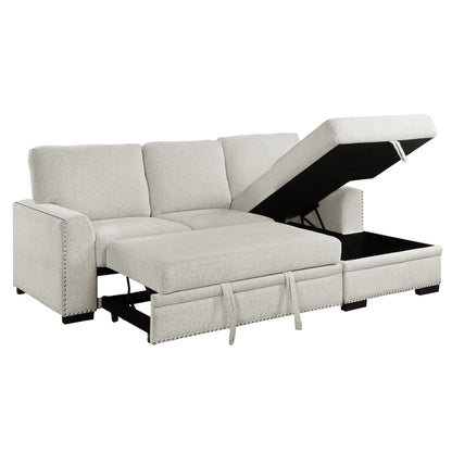 Homelegance Morelia Beige Chenille Sectional Sofa with Pull-Out Bed and Storage 9468BE-2RC2L