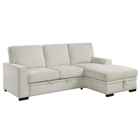Homelegance Morelia Beige Chenille Sectional Sofa with Pull-Out Bed and Storage 9468BE-2RC2L