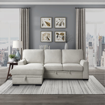 Homelegance Morelia Sectional Sofa Soft Beige with Pull-Out Bed and Storage 9468BE-2LC2R