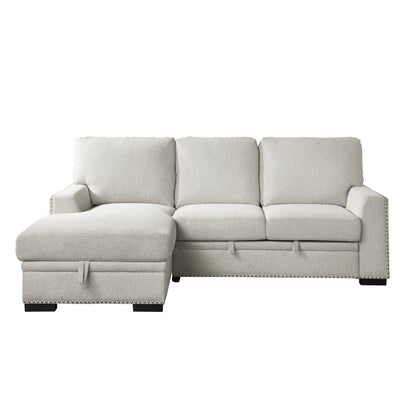 Homelegance Morelia Sectional Sofa Soft Beige with Pull-Out Bed and Storage 9468BE-2LC2R
