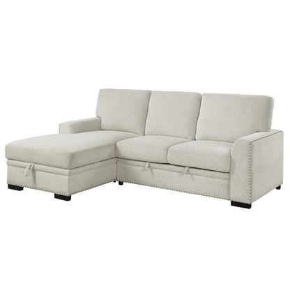 Homelegance Morelia Sectional Sofa Soft Beige with Pull-Out Bed and Storage 9468BE-2LC2R