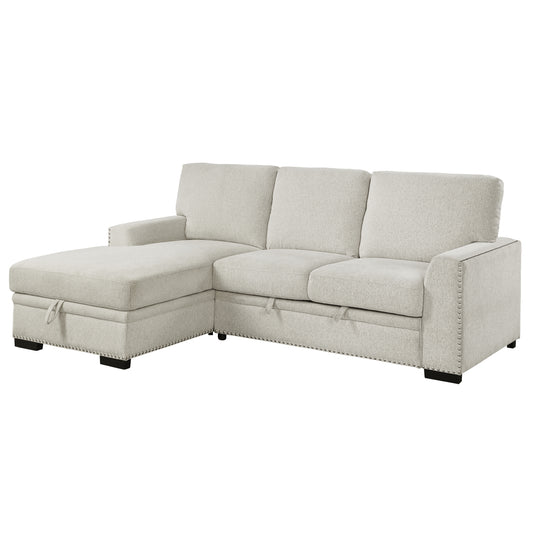 Homelegance Morelia Sectional Sofa Soft Beige with Pull-Out Bed and Storage 9468BE-2LC2R