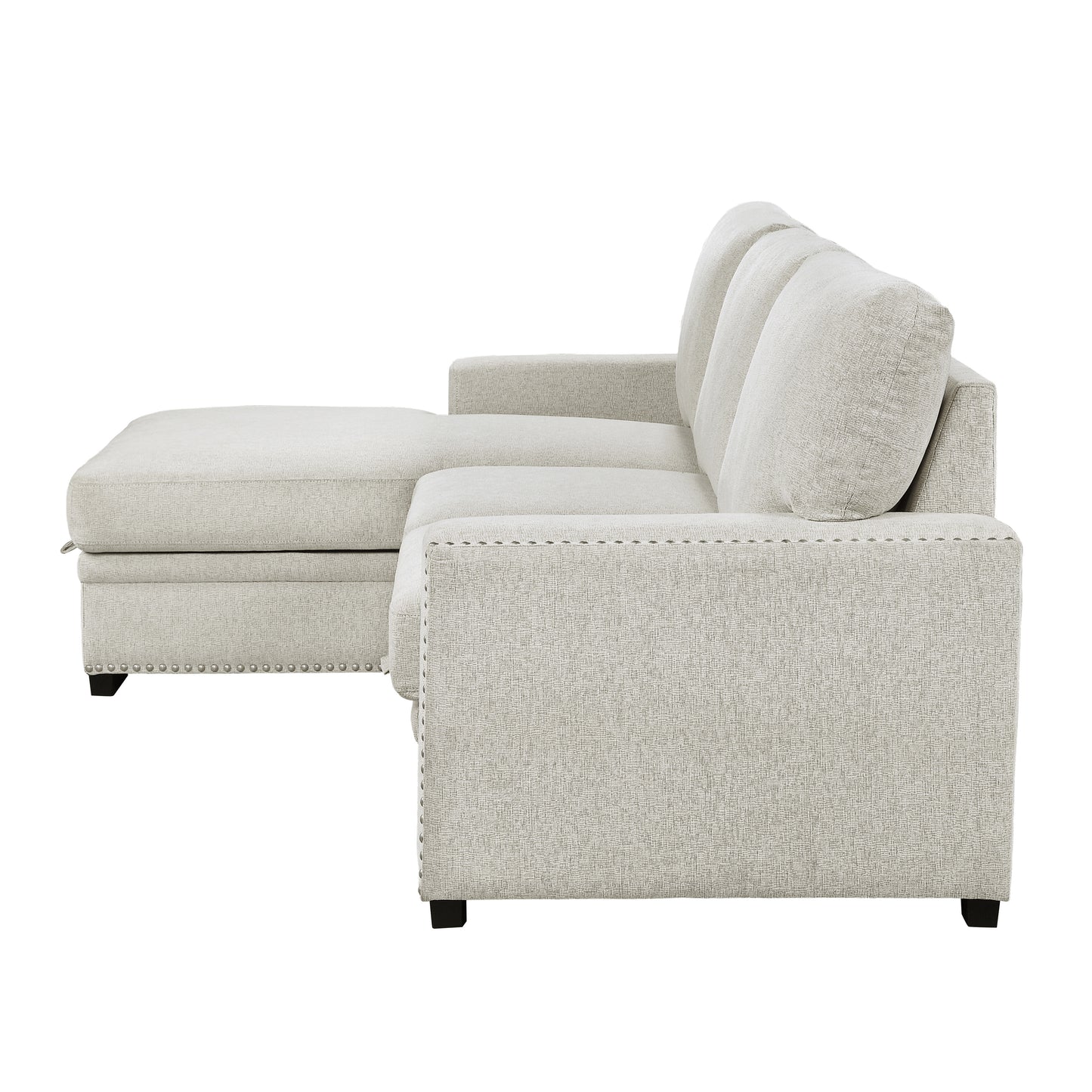 Homelegance Morelia Sectional Sofa Soft Beige with Pull-Out Bed and Storage 9468BE-2LC2R