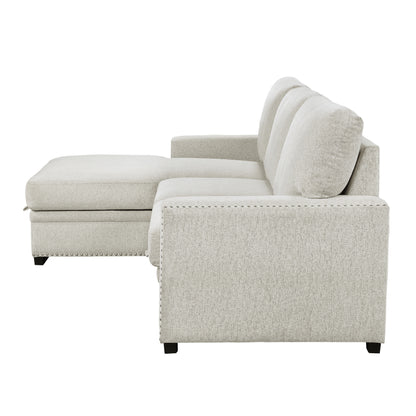 Homelegance Morelia Sectional Sofa Soft Beige with Pull-Out Bed and Storage 9468BE-2LC2R