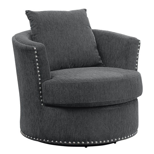 Homelegance Morelia Swivel Accent Chair in Charcoal Chenille 9468CC-1