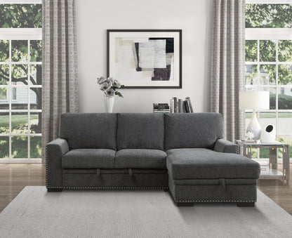 Homelegance Morelia Charcoal Sectional Sofa with Pull-Out Bed and Storage 9468CC-2RC2L