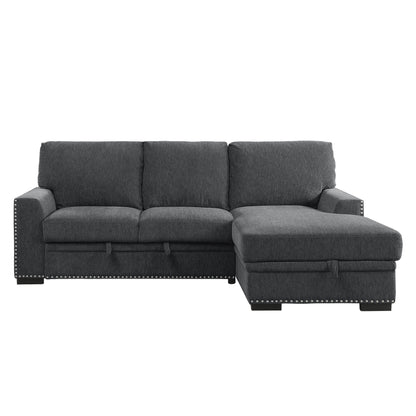 Homelegance Morelia Charcoal Sectional Sofa with Pull-Out Bed and Storage 9468CC-2RC2L