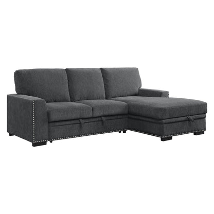 Homelegance Morelia Charcoal Sectional Sofa with Pull-Out Bed and Storage 9468CC-2RC2L
