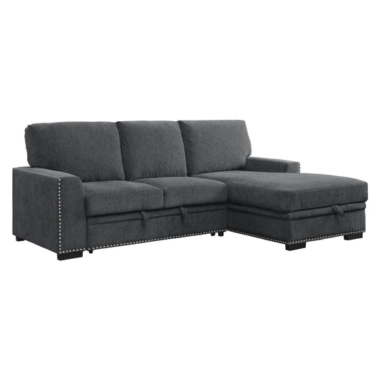 Homelegance Morelia Charcoal Sectional Sofa with Pull-Out Bed and Storage 9468CC-2RC2L
