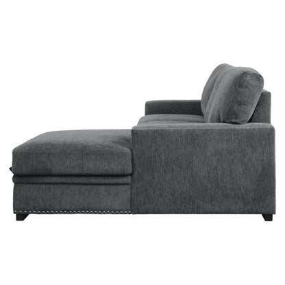Homelegance Morelia Charcoal Sectional Sofa with Pull-Out Bed and Storage 9468CC-2RC2L