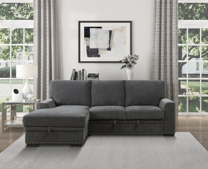 Homelegance Morelia Charcoal Sectional Sofa with Pull-Out Bed and Storage 9468CC-2LC2R