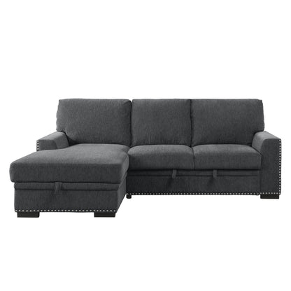 Homelegance Morelia Charcoal Sectional Sofa with Pull-Out Bed and Storage 9468CC-2LC2R