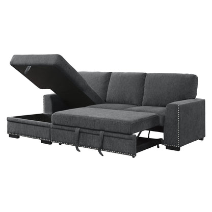 Homelegance Morelia Charcoal Sectional Sofa with Pull-Out Bed and Storage 9468CC-2LC2R